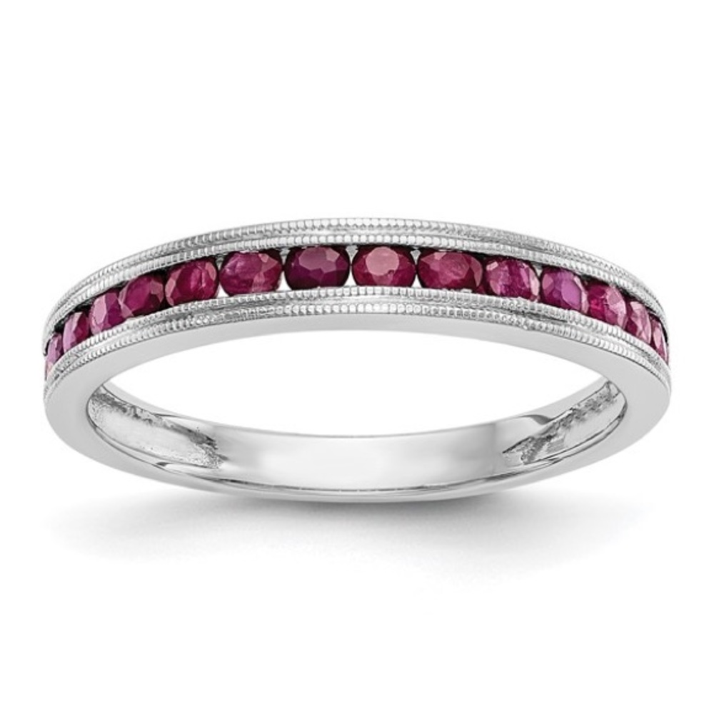 10 karat white gold genuine ruby stackable ring